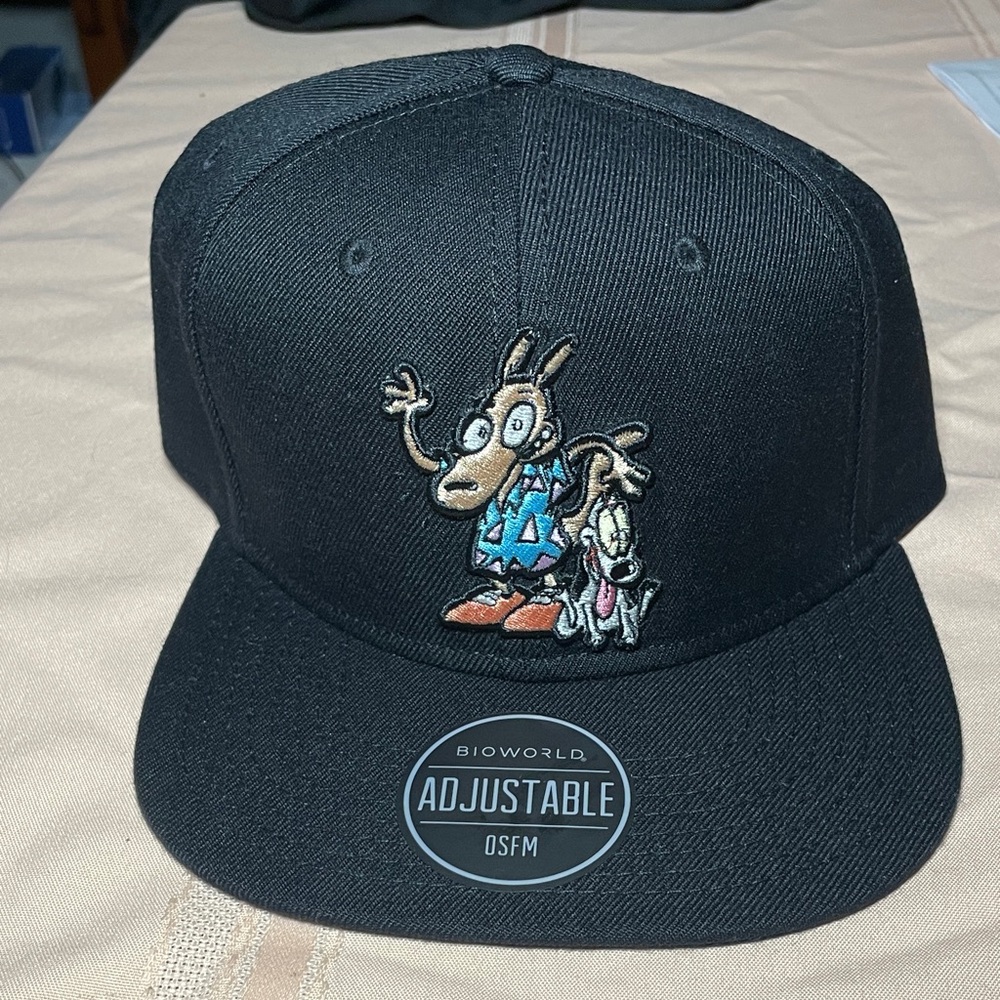Rocko’s modern life Bioworld Black Snapback Hat with Colorful Rocko Embroidery